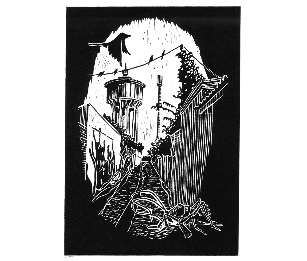 Thorsten print of alley between Barnes and Fulham Road