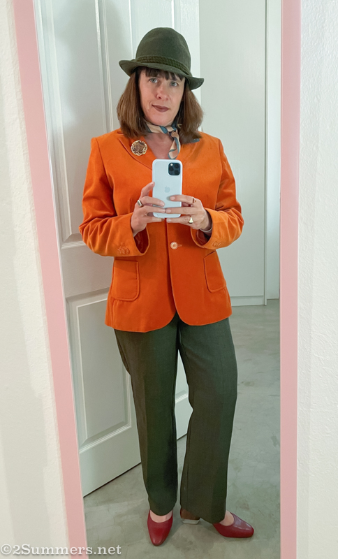 Heather wearing all thrifted clothes